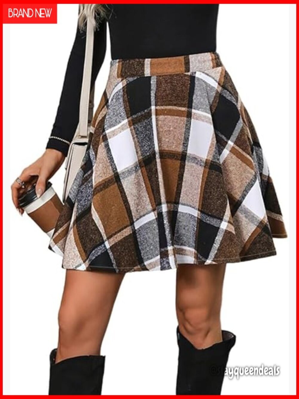 High Waisted Pleated Mini Skirt, Wool Blend, A-Line Flowy, Casual Fall Winter